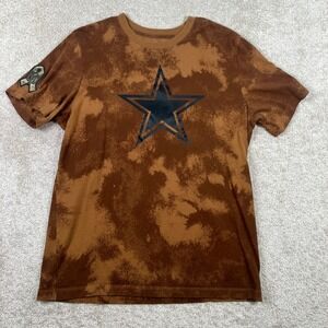 Nike Mens Large Dallas Cowboys T-Shirt Brown Salute to Service Bleach Wash Star